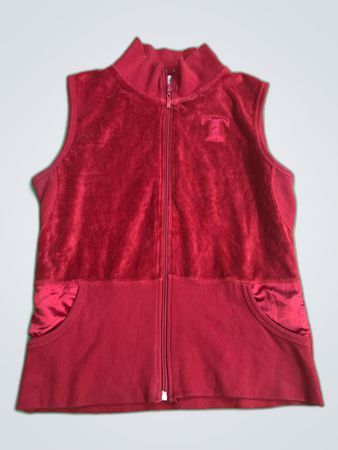 Tommy Red Velour Zip-Up Gilet
