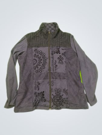 Gray Long Sleeve Jacket with Black Design