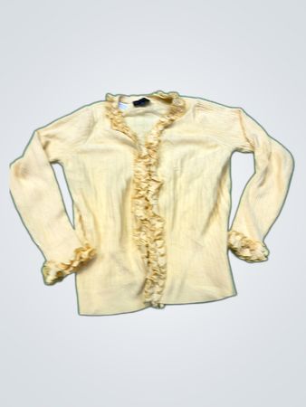 Dialogue Cream Ruffle Knit Cardigan