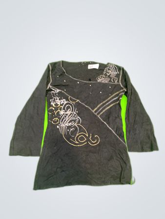 Lewis Leathers Black Embroidered Long Sleeve Blouse