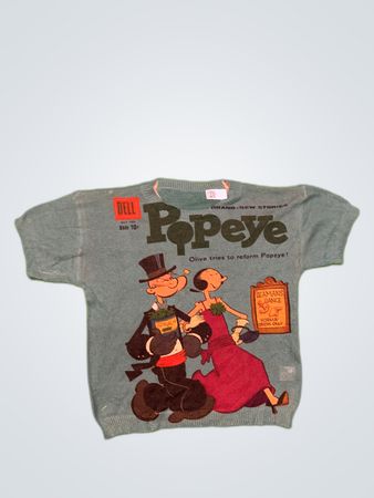 Vintage Dell Popeye Printed Knit Sweater