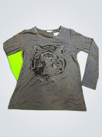 Laura T. Long Sleeve Tiger Print Top