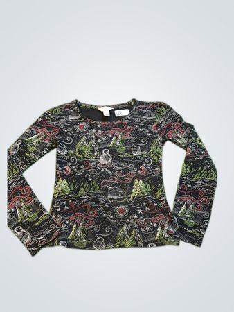 Christopher & Banks Petite Long Sleeve Printed Sweater