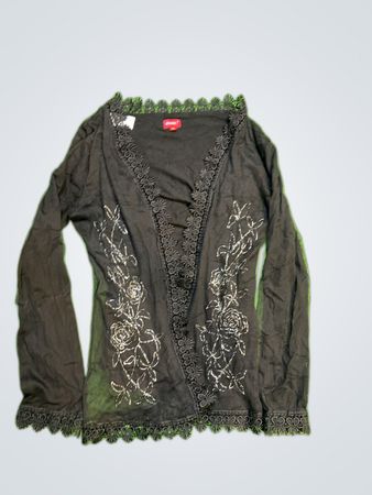 Outfit Black Embroidered Lace Cardigan