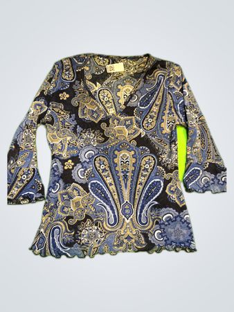 Free People Printed Paisley V-Neck Blouse