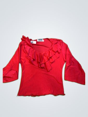 Red Ruffled Blouse