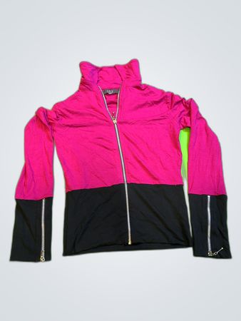 JNY Pink and Black Zip-Up Track Jacket