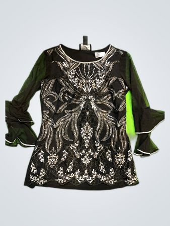 Lyman Sequined Black Top