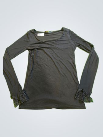 Black Long Sleeve Lace Cuff Blouse