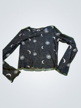 Jennyfer Printed Sheer Long Sleeve Blouse