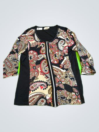 Candida Printed Zip-Up Blouse
