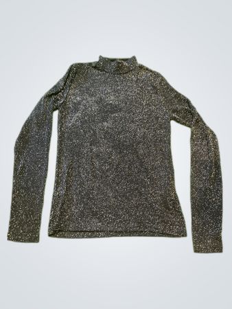 AMISU Black Sparkly Turtleneck Top