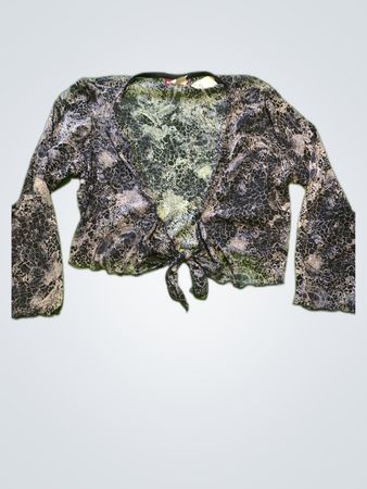 Suzanne Negrae Sheer Printed Wrap Blouse