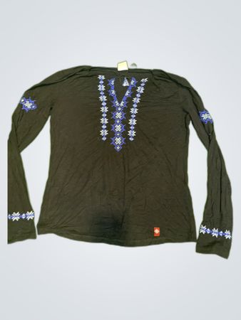 Boho Max Black Embroidered Long Sleeve Blouse