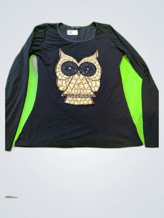Unbranded Black Long Sleeve Embroidered Owl Top
