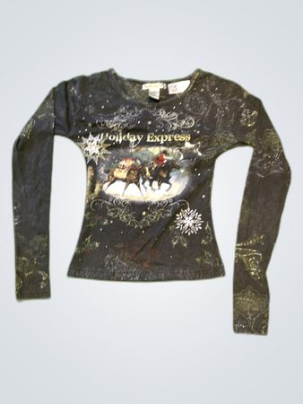Rebecca Malone Long Sleeve Holiday Printed Top