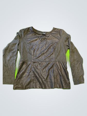 Pause Cafe Long Sleeve Gray Blouse