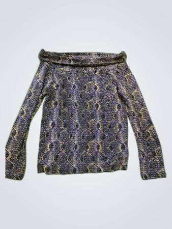 Metallic Off-Shoulder Printed Blouse