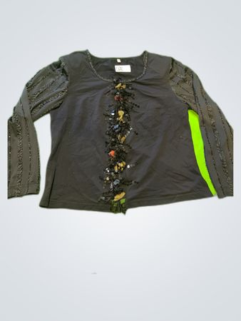 Black Long Sleeve Blouse with Beaded Details