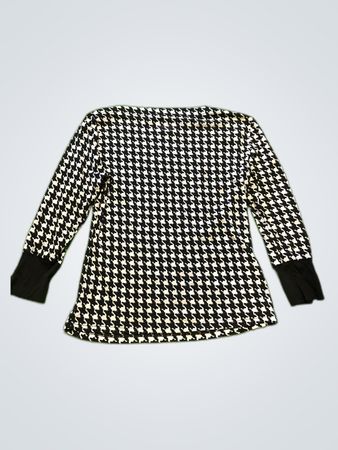 Unbranded Black and White Houndstooth Long Sleeve Sweater
