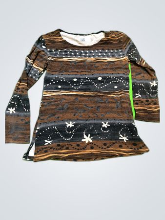 Vintage Patterned Long Sleeve Knit Top