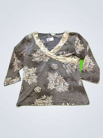 Gray Floral Blouse
