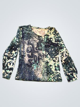 Zara Printed Long-Sleeve Blouse