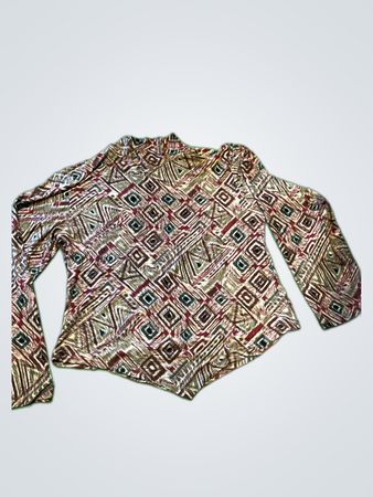 Long-Sleeve Blouse with Geometric Pattern