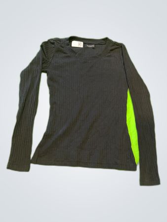 Even&Odd Black Ribbed Long-Sleeve Top