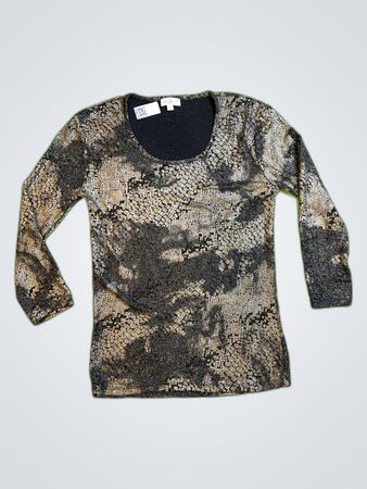Un Jour Alleluia Snake Print Long Sleeve Blouse