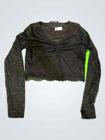 FOSSER Black Lace Sheer Blouse