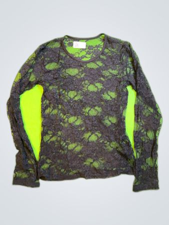Black Sheer Lace Long Sleeve Blouse