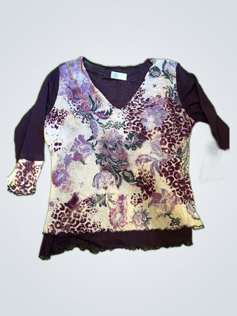Blouse with Floral and Leopard Print