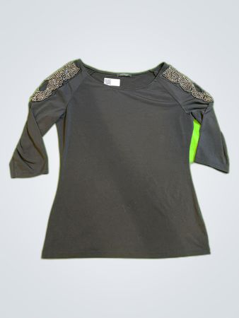 Orsay Black Beaded Shoulder Blouse
