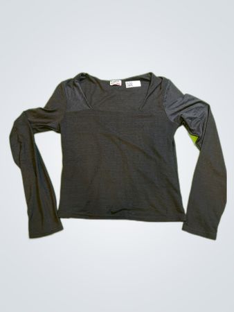 Zara Black Long Sleeve V-Neck Top