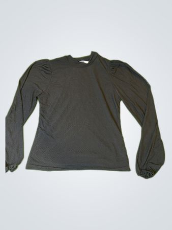 Unbranded Black Puffed Sleeve Mock Neck Blouse