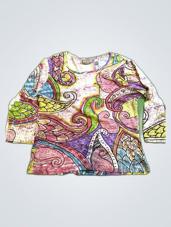 Life Style Petite Printed Long Sleeve Blouse