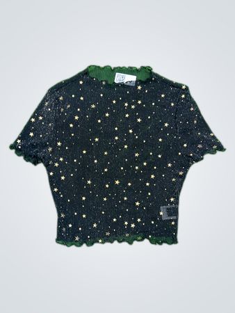 Black Sparkly Star Mesh Blouse