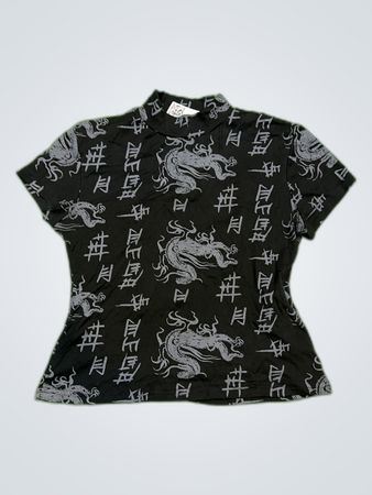 Black Dragon Print Shirt