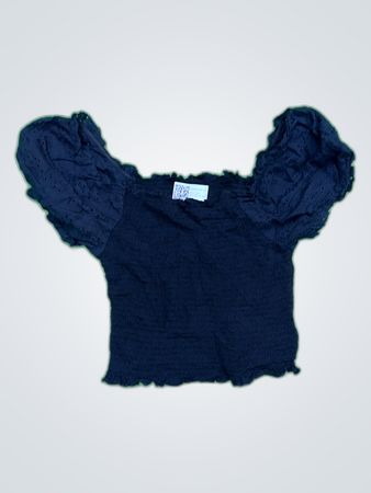 H&M Black Cropped Ruffle Blouse