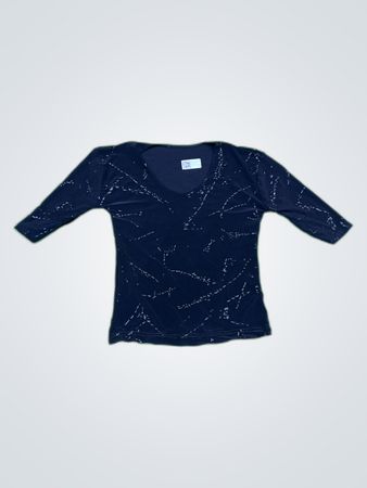 Black Sequined V-Neck Blouse