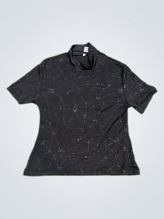 Armani Black Sequined Mock Neck Top