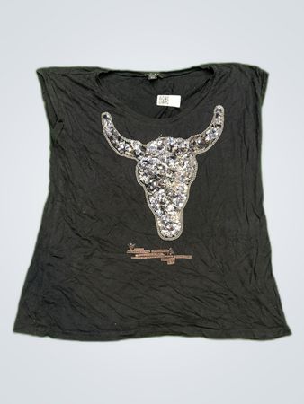 Amisu Sequined Bull Head Top