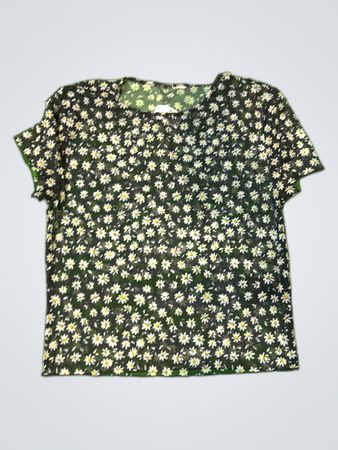 Zara Black Sheer Daisy Print Blouse