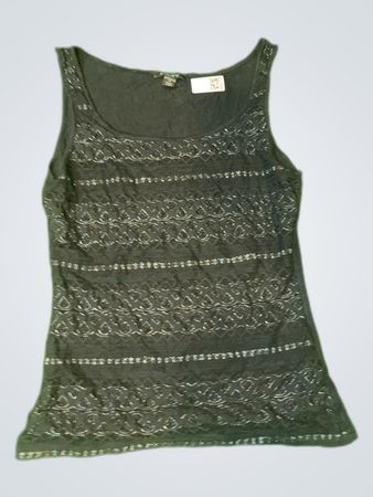 AMISU Black Embroidered Tank Top