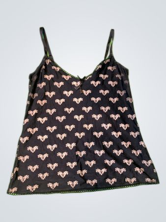 Lace Trim Camisole with Heart Print