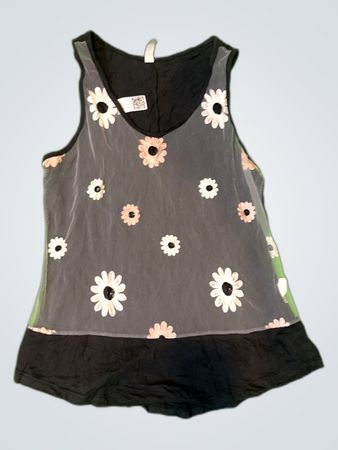 Cake Sheer Floral Embroidered Tank Top