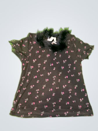 Funny Kidz Printed Fur Collar Blouse