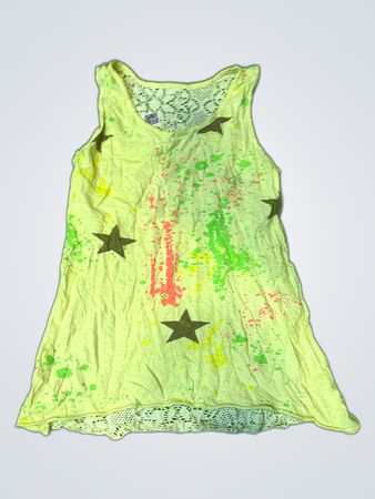 Unbranded Lace Trim Splatter Paint Tank Top