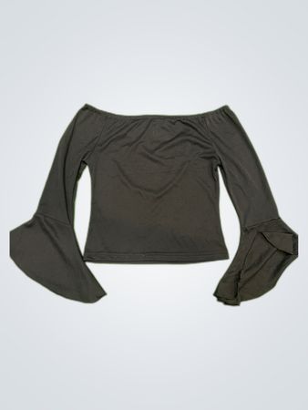 Unbranded Black Off-Shoulder Bell Sleeve Blouse